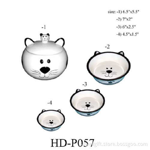 Cat Bowl, Pet Bowl Set with Jar
